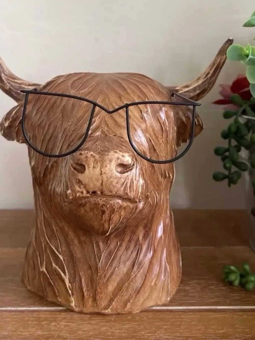 New Boho Farmhouse Highland Cow Wearing Glasses